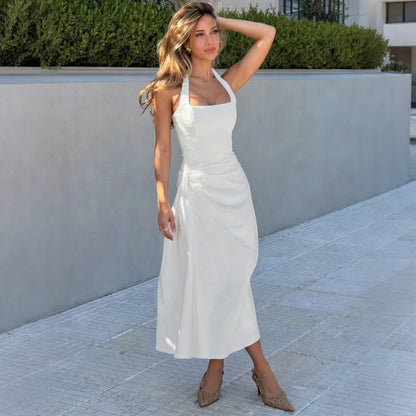Robe Longue Dos Nu Femme – Col Licou et Lacets
