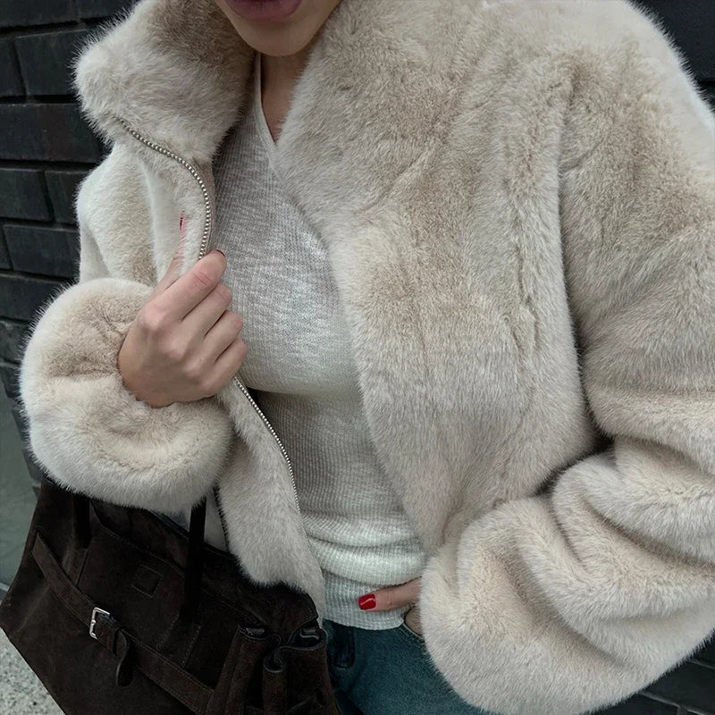 Manteau en peluche ample pour femmes