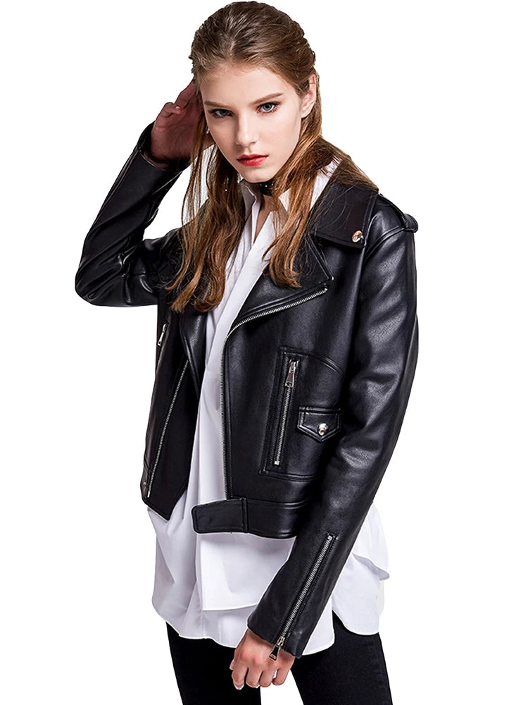 Veste en faux cuir pour femmes