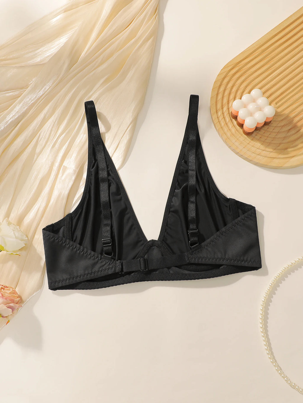 Soutien-gorge demi-tasse de couleur unie lisse pour femmes