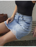 Jupes courtes en jean déchiré pour femmes