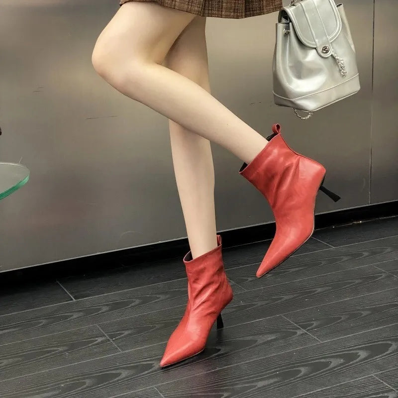 Bottines fines à talon haut et bout pointu, pour femmes
