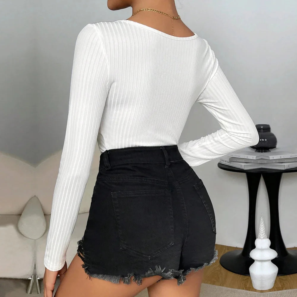 Body col en V moulant pour femmes