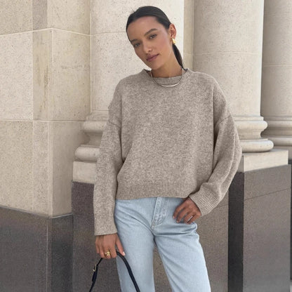 Pull Épais Femme – Col Rond et Coloris Uni