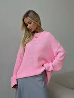 Pull basique tricoté col rond pour femmes