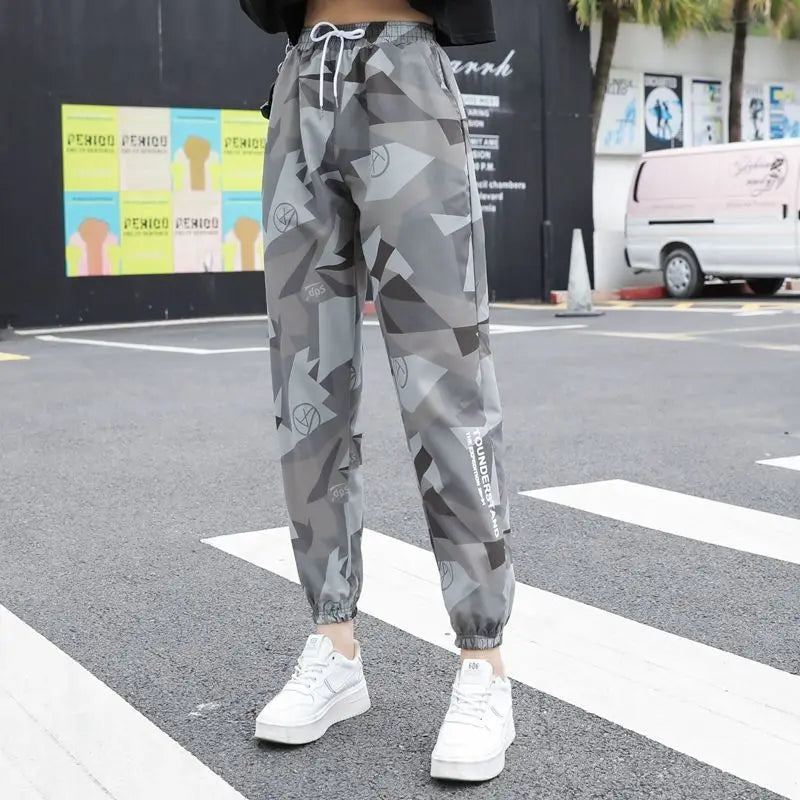 Pantalon camouflage taille haute élastique pour femmes