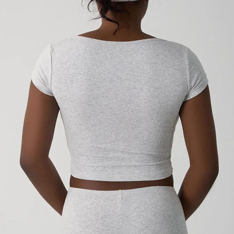 T-shirt en pur coton à col rond pour femmes