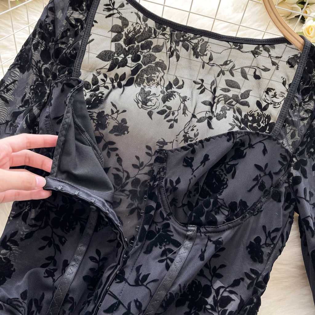 Body à fleurs floquées pour femmes