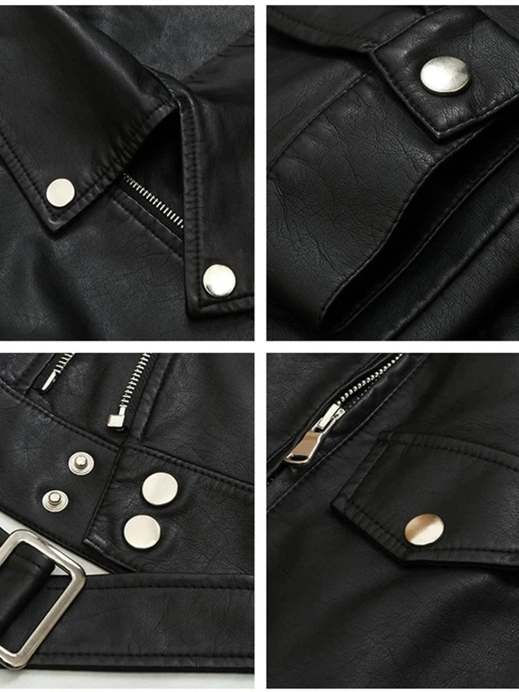 Blouson biker femme souple en simili cuir