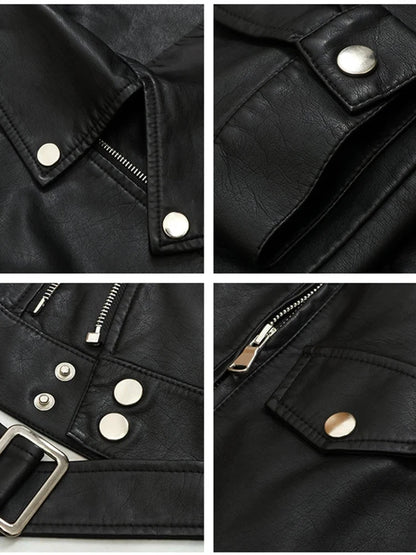 Blouson biker femme souple en simili cuir