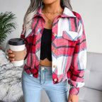 Veste en laine à carreaux pour femmes