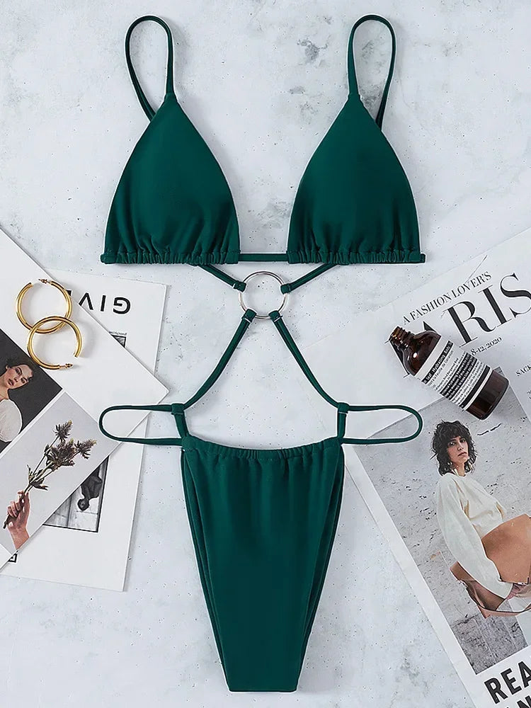 Maillot de bain une pièce à découpes hautes pour femmes