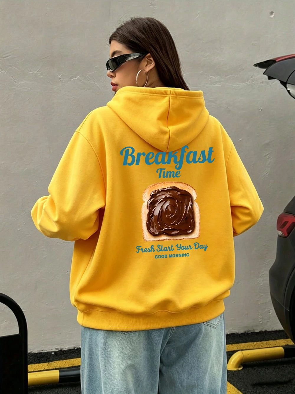 Sweat-shirt à capuche imprimé « Chocolate Toast Breakfast » pour femmes