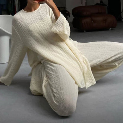 Ensemble femme pantalon monochrome décontracté