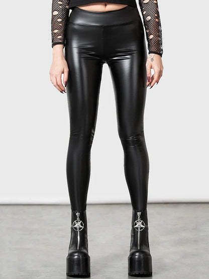 Pantalon Extensible Effet Cuir PU Femme