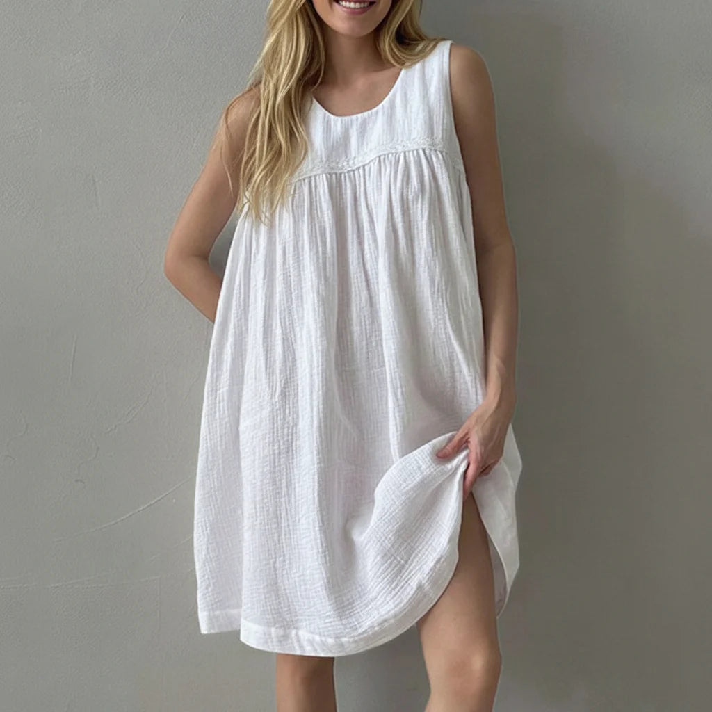 Robe Débardeur Blanche Femme – Coton Froissé
