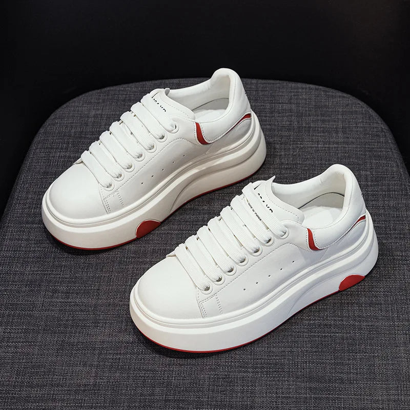 Baskets compensées en cuir pour femmes