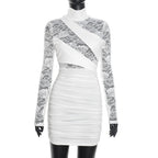Mini robe moulante en dentelle transparente pour femmes