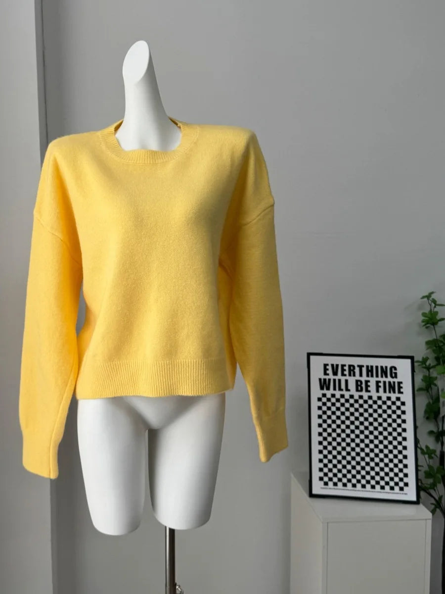 Pull à col rond et manches courtes pour femmes