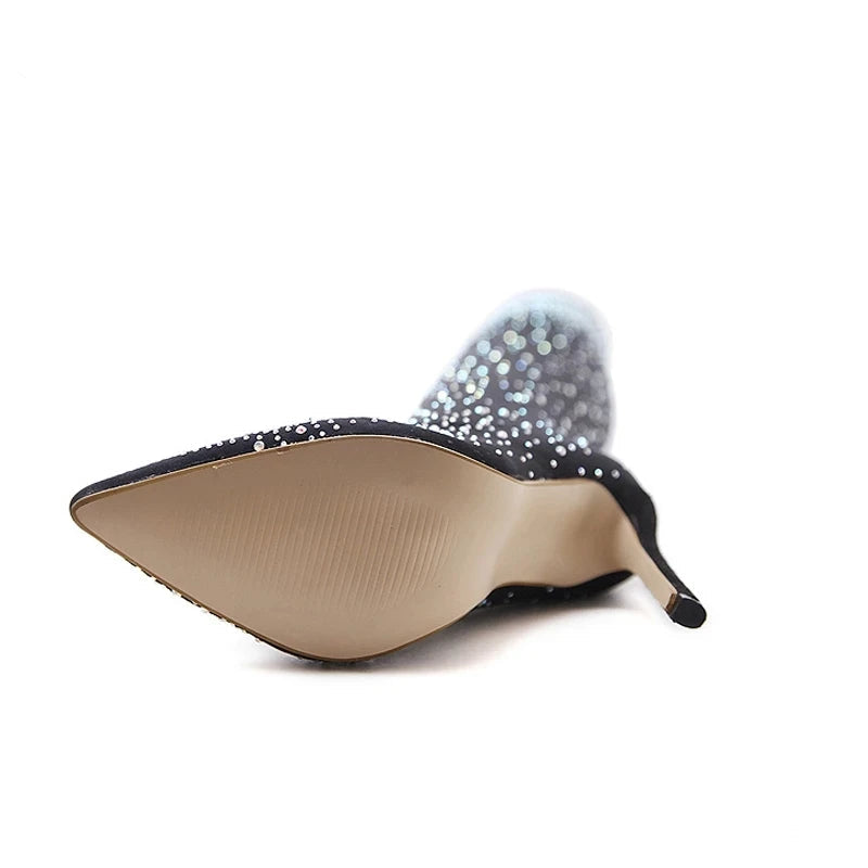 Botte à talons hauts en tissu extensible pour femmes