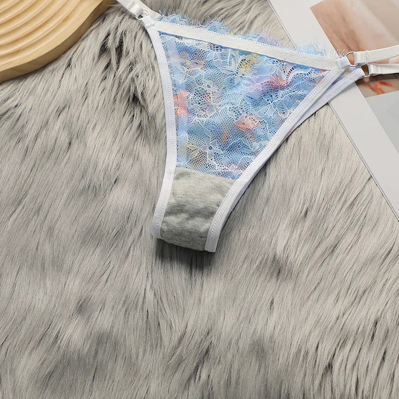 Ensemble de lingerie en dentelle et résille transparente pour femmes