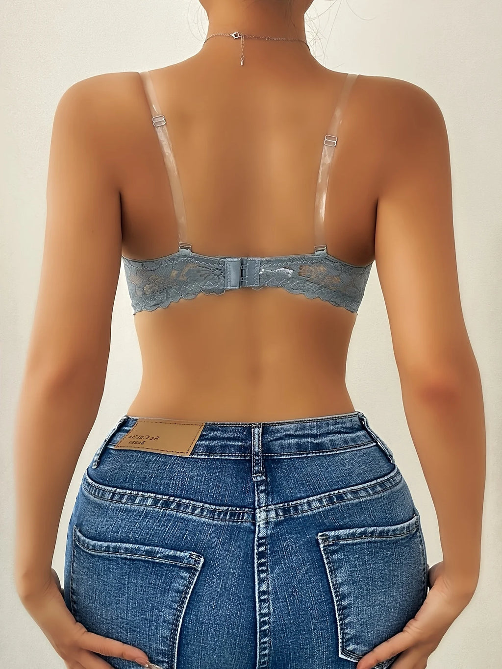 Soutien-gorge push-up semi-transparent à dentelle florale pour femmes