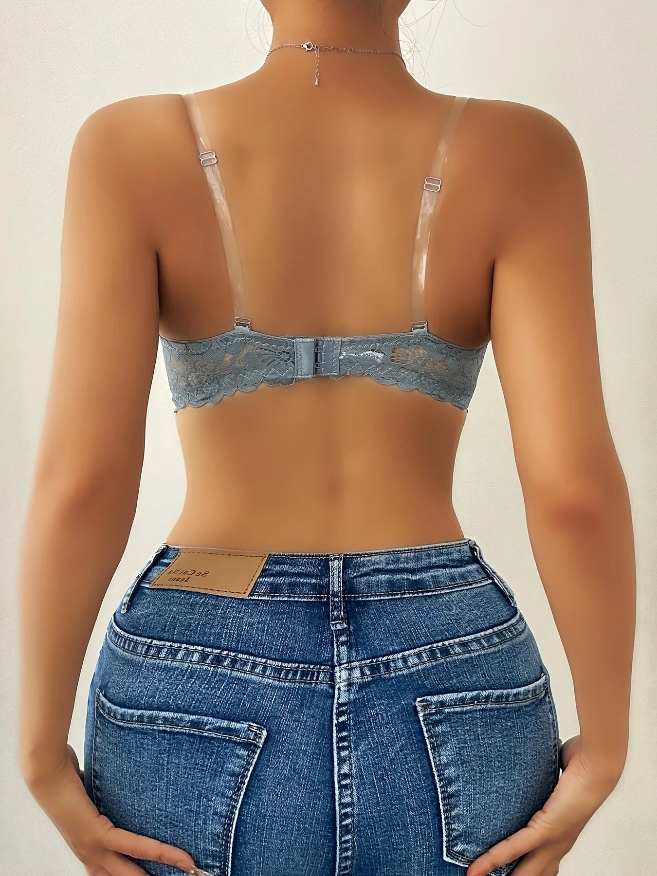 Soutien-gorge push-up semi-transparent à dentelle florale pour femmes