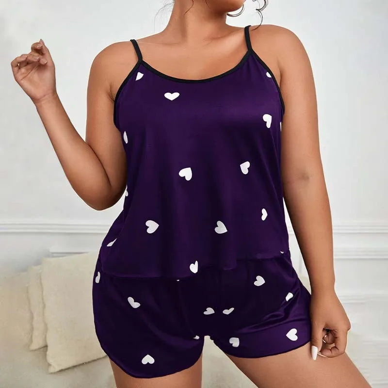 Pyjama Ample 2 Pièces Femme – Haut Court et Short Imprimé