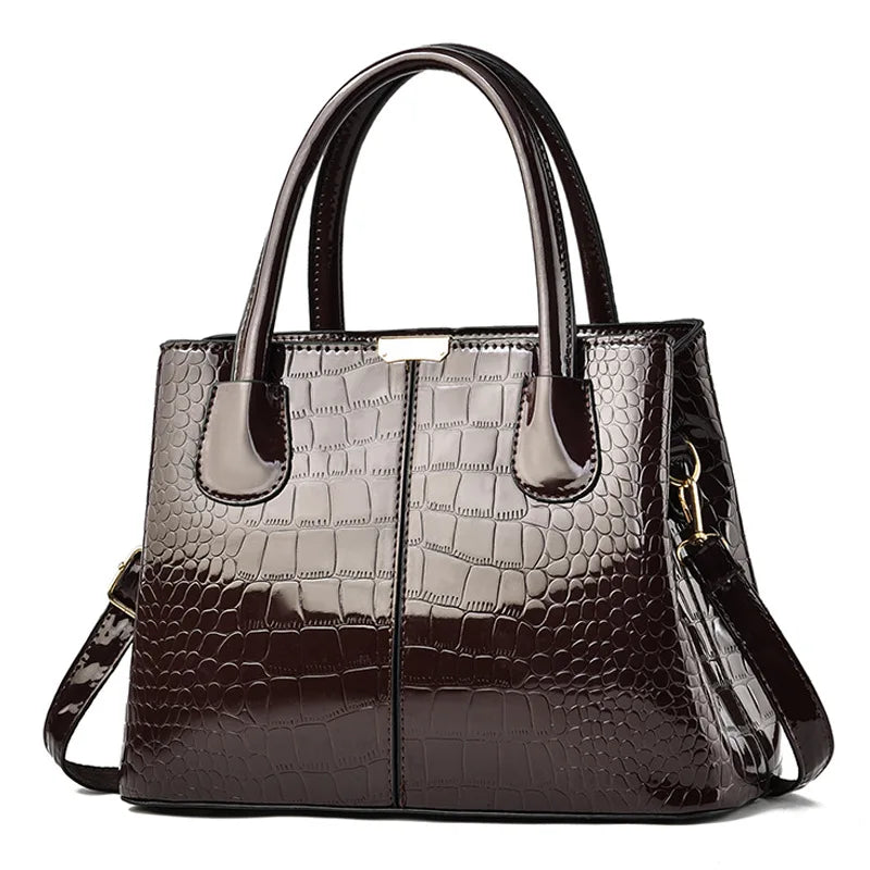 Sac à bandoulière en cuir PU verni pour femmes