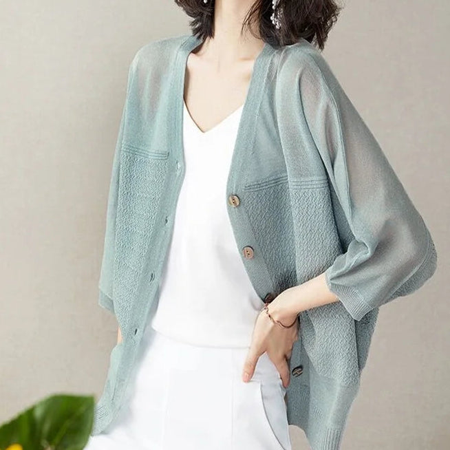 Cardigan fin à col en V pour femmes