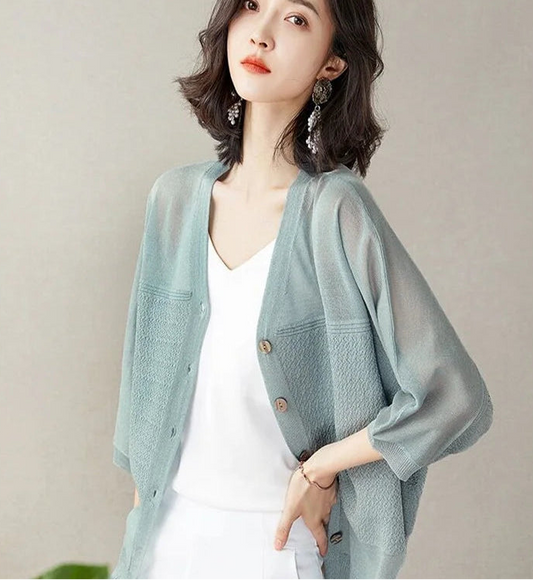 Cardigan Fin Col V Femme – Maille Légère