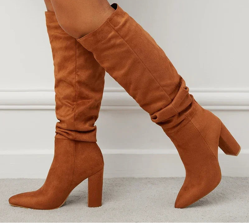 Bottes au genou confortables et chaudes pour femmes
