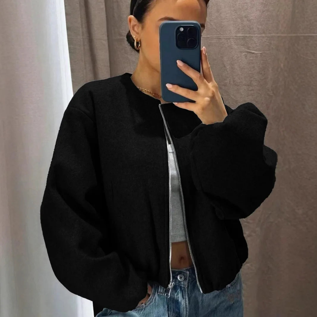 Veste cardigan à fermeture éclair pour femmes