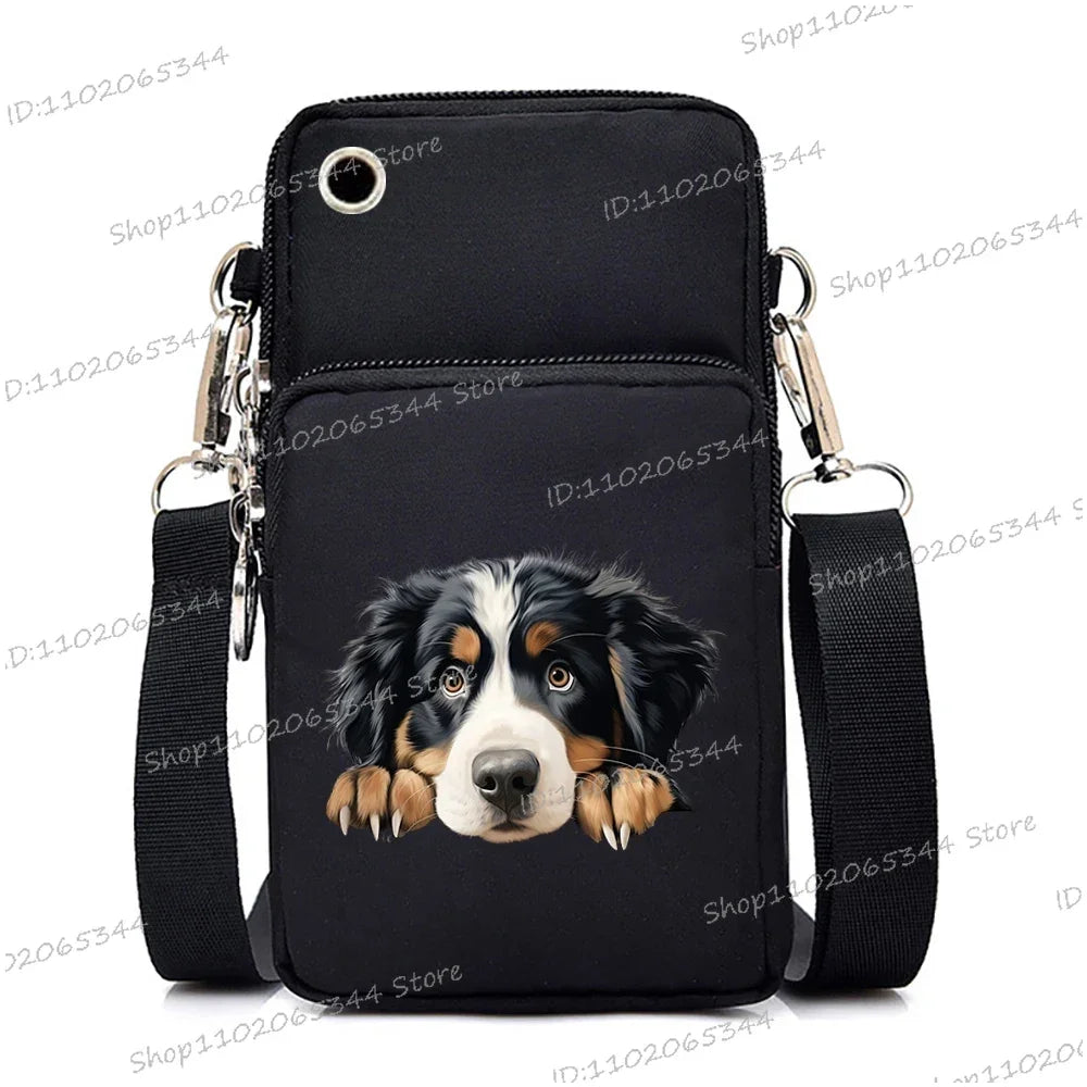 Sac à main pour téléphone portable imprimé chien 3D pour femmes