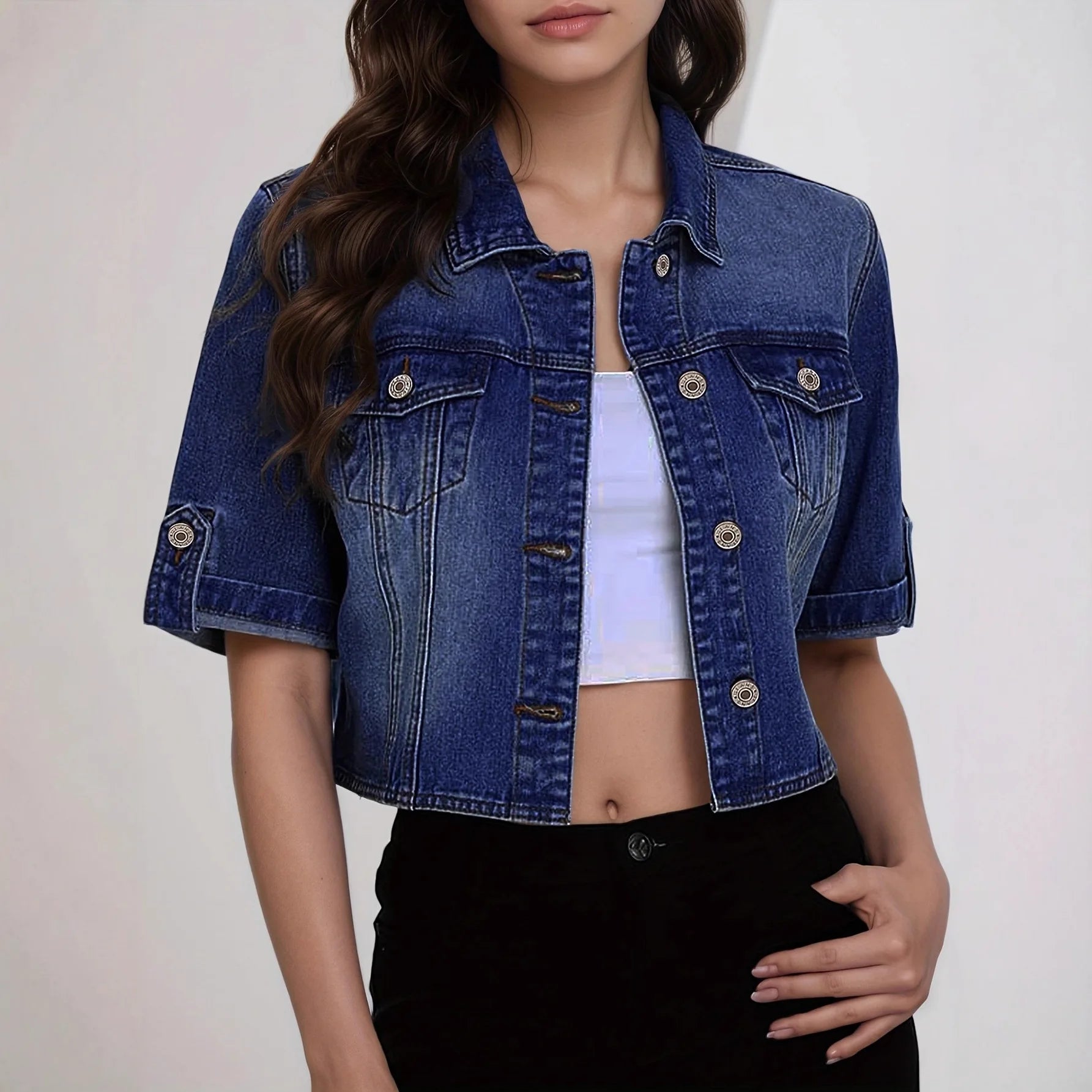 Veste en jean courte légère pour femmes