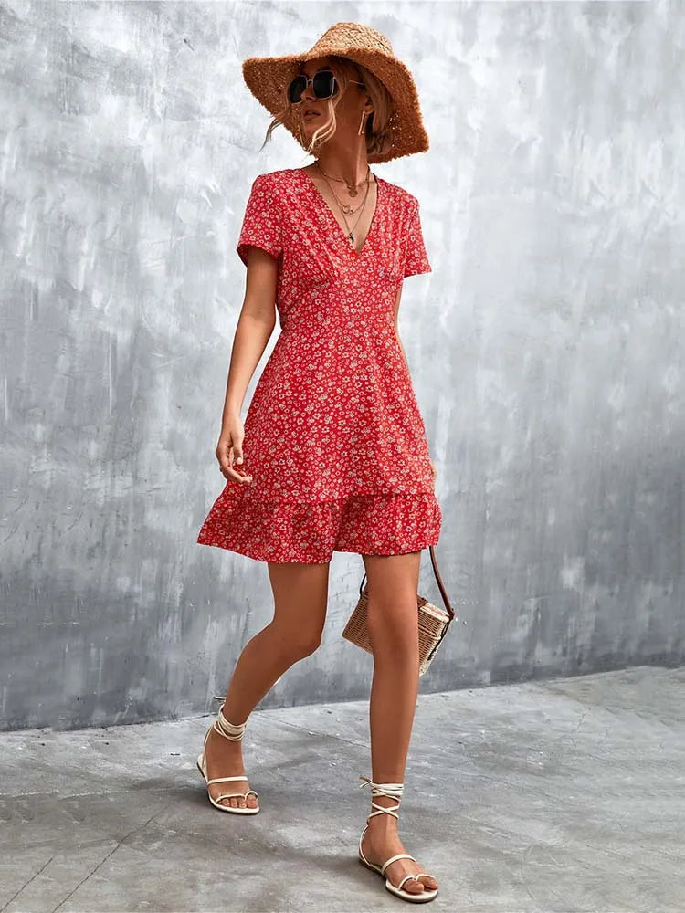 Robe d'été courte style Boho pour femmes