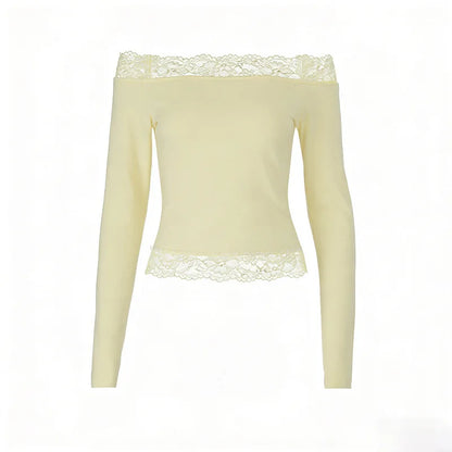 Top en Dentelle Femme – Coupe Ajustée et Épaules Dénudées