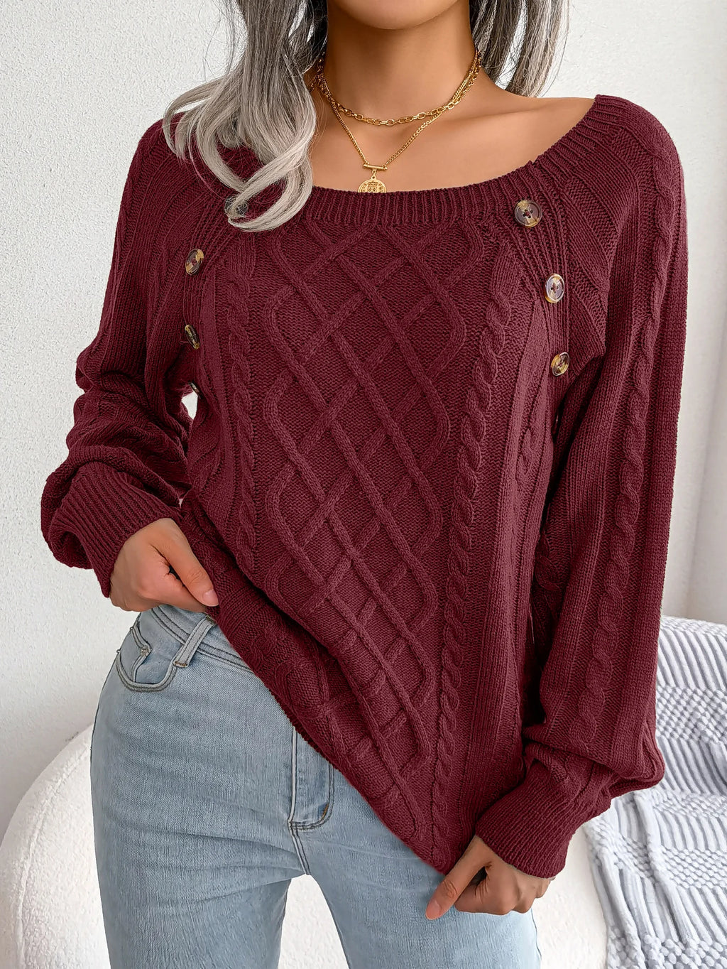 Pulls en tricot à col carré uni décontractés pour femmes
