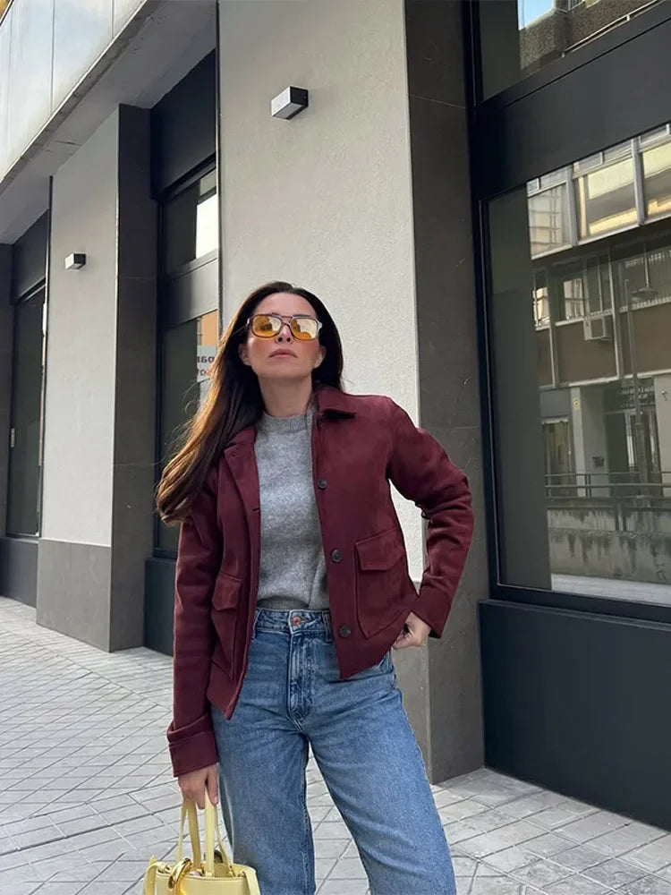 Veste marron vintage pour femmes