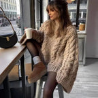 Pull rétro en maille épaisse pour femmes