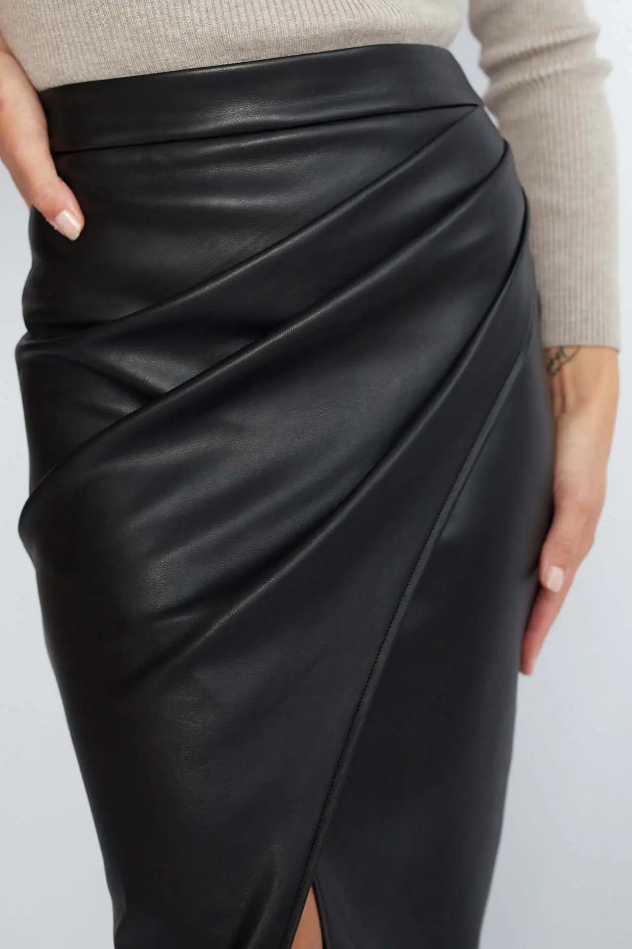 Jupe en cuir PU pour femmes