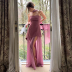 Robe longue en ruban sans bretelles pour femmes