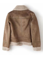 Manteau d'hiver élégant en suède avec fausse fourrure d'agneau pour femmes