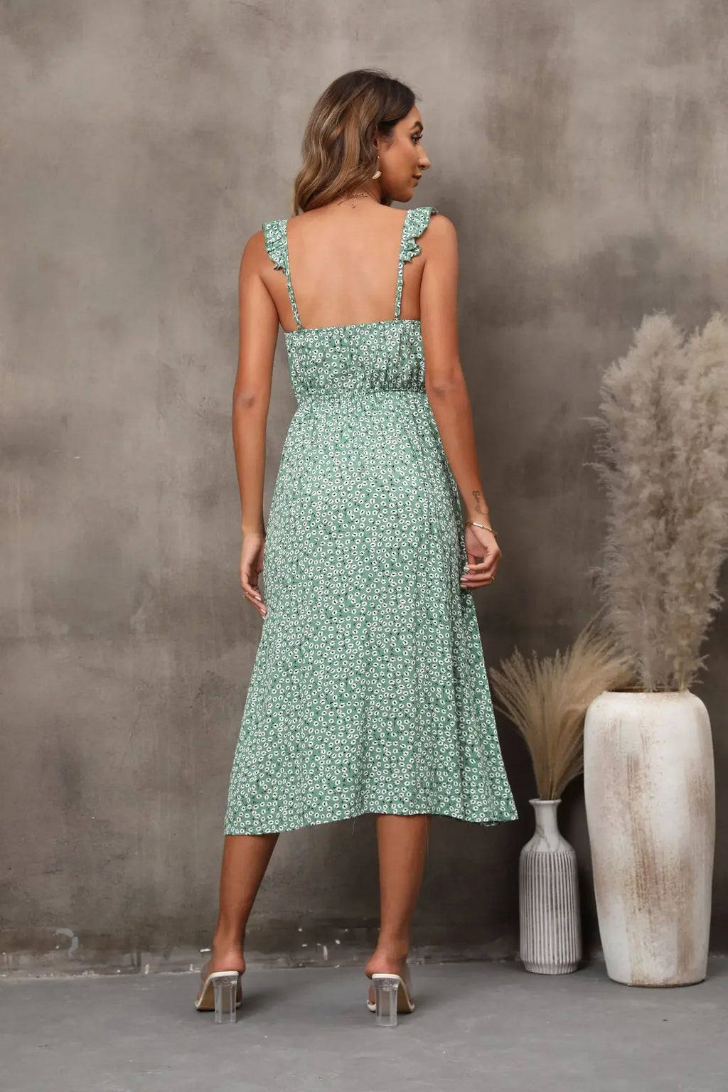 Robe mi-longue sexy à imprimé floral pour femmes