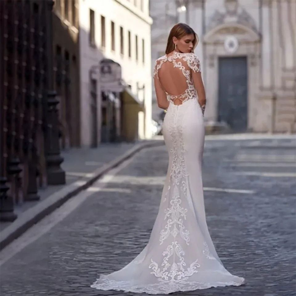 Robe de mariée sirène en Satin doux pour femmes