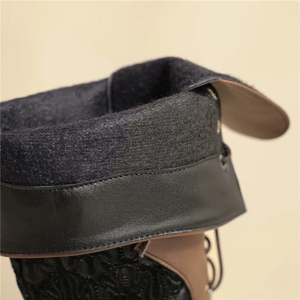 Bottes mi-mollet victoriennes à bout pointu pour femmes