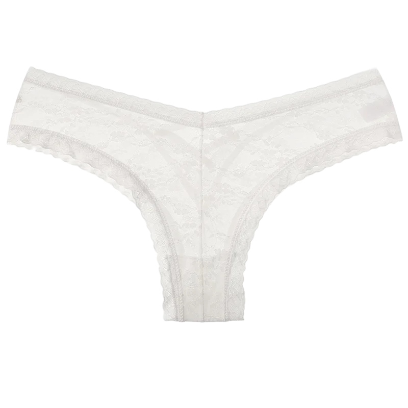 Culottes taille basse en dentelle maille transparente pour femmes