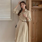 Robe élégante à manches longues et col en V pour femmes