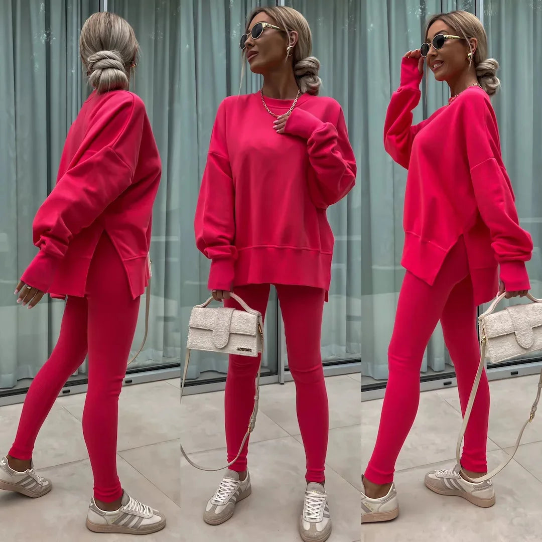 Ensembles décontracté pull ample + pantalons serrés pour femmes