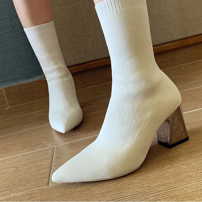 Bottines extensibles en tricot de haute qualité pour femmes